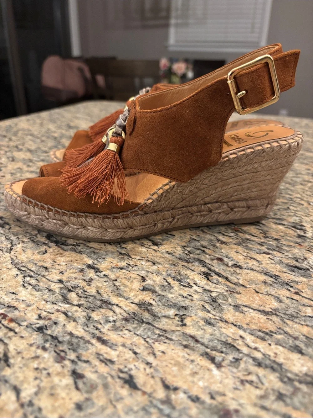 kanna Made in Spain Suede Tassel Espadrille Wedge Sandals | EU 38 | US 7.5
